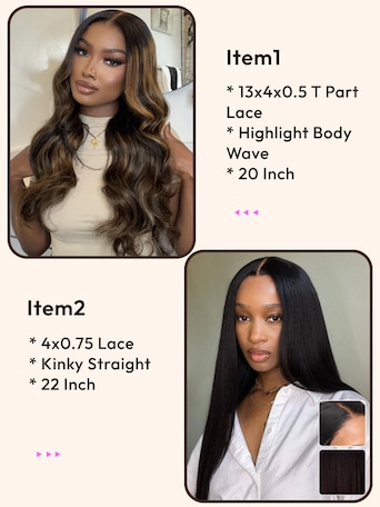 2 Wigs $199 for 22" Middle  Part Lace Wig and highlight 13x4x0.5 Lace 20" Wig