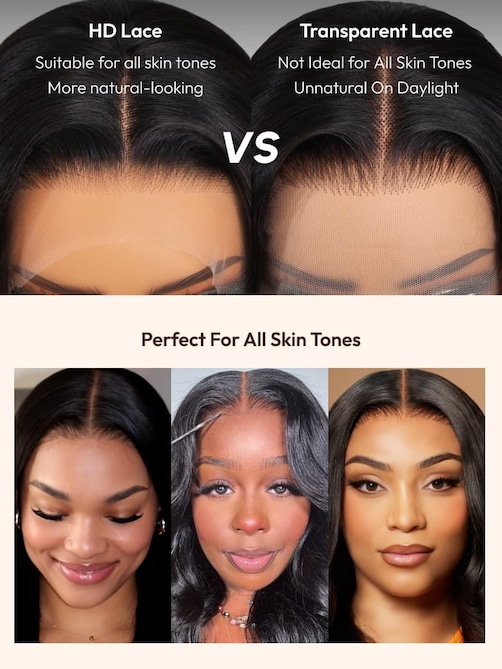 UNice HD Real Scalp™ Wig 13x4 Invisible Lace Frontal Body Wave Black Wig & Wig With Face Framing Curtain Bangs With Invisi Drawstring
