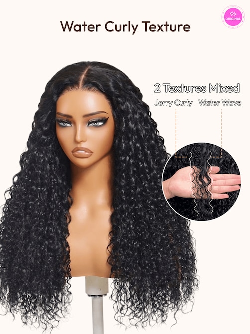 UNice 7x5 Bye-Bye Knots™ & 13x4 Pre-Everything™ Pull And Go Wig Glueless Wet & Wavy Water Wave With Invisi Drawstring With Free Baby Hair