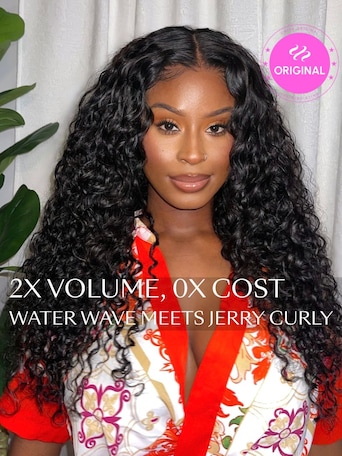 UNice 13x4 Pre-Everything™ Lace Frontal Natural Black Bouncy Water Wave Curly Wig Perfect For Summer Look