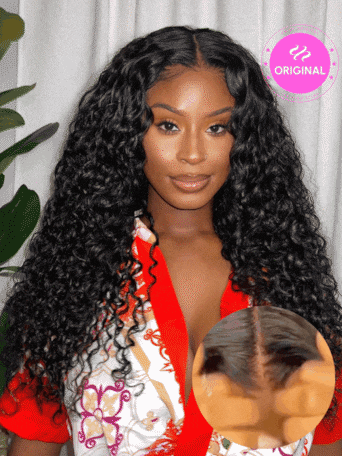 UNice 13x4 Pre-Everything™ Lace Frontal Natural Black Bouncy Water Wave Curly Drawstring Wig Perfect For Summer Look