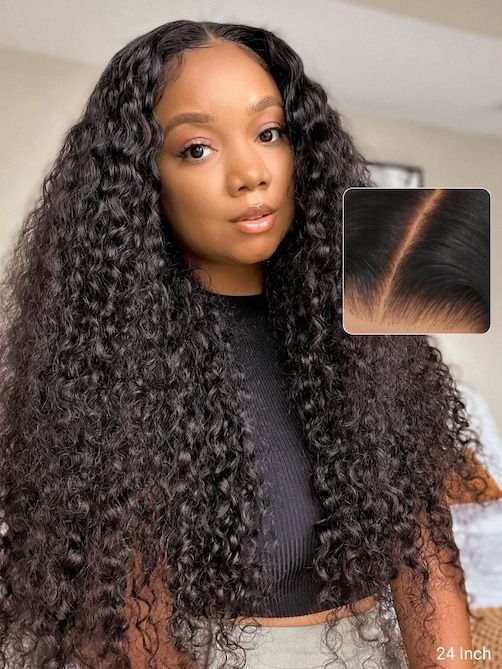 Exclusive 7x5 Bye-Bye Knots™ Pull And Go Wig Glueless Wet & Wavy Water Wave With Invisi Drawstring With Free Baby Hair