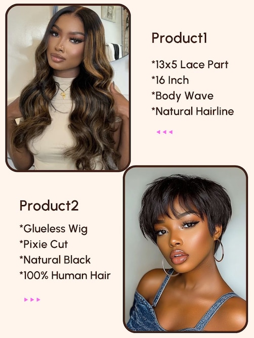2 Wigs $199 for 22" Middle Lace Part Kinky Curly Wig and 20" Balayage 13x5 Lace Part Body Wave Wig