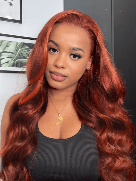 [New In] UNice Bye-Bye Knots 7x5 Lace Loose Wave Red Orange Highlights Wig with Face Framing Layers 150% Density