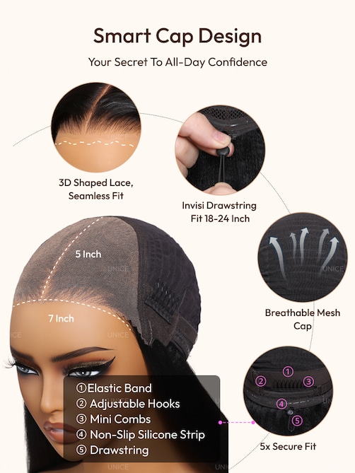 UNice 7x5 Bye-Bye Knots™ & 13x4 Pre-Everything™ Pull And Go Wig Glueless Wet & Wavy Water Wave With Invisi Drawstring With Free Baby Hair