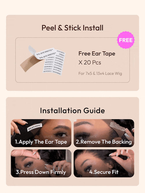 UNice 7x5 Bye-Bye Knots™ & 13x4 Pre-Everything™ Lace Frontal Pull And Go Black Fluffy Natural Loose Wave Curtain Bangs Wig with Free Ear Tape