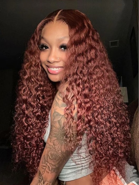 Pre-Everything 13x4 Lace Frontal Real Ear To Ear Super Secure Reddish Brown Jerry Curly Wig