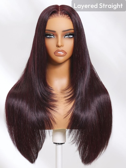 UNice 7x5 Bye-Bye Knots™ & 13x4 Pre-Everything™ Lace Frontal Black Cherry Layered Straight Wig