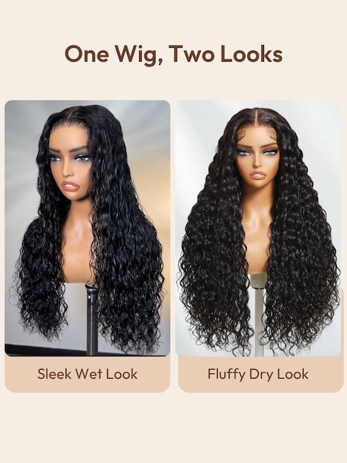 UNice 7x5 Bye-Bye Knots™ & 13x4 Pre-Everything™ Pull And Go Wig Glueless Wet & Wavy Water Wave With Invisi Drawstring With Free Baby Hair