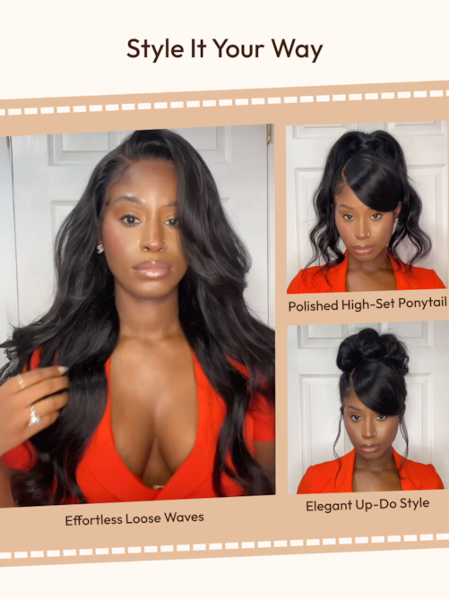 UNice 13x4 Pre-Everything™ Wig With Loose Wave Face-Framing Layers And Side-Swept Bangs With Invisible drawstring