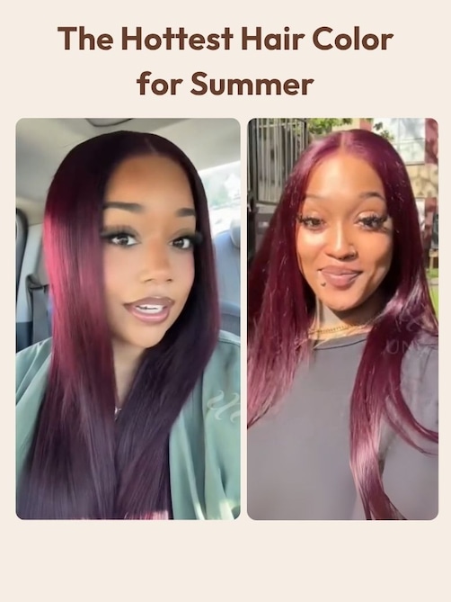 UNice 7x5 Bye-Bye Knots™ & 13x4 Pre-Everything™ Lace Frontal Purple Black Cherry Layered Straight & Loose Wave With Invisi Drawstring Wig