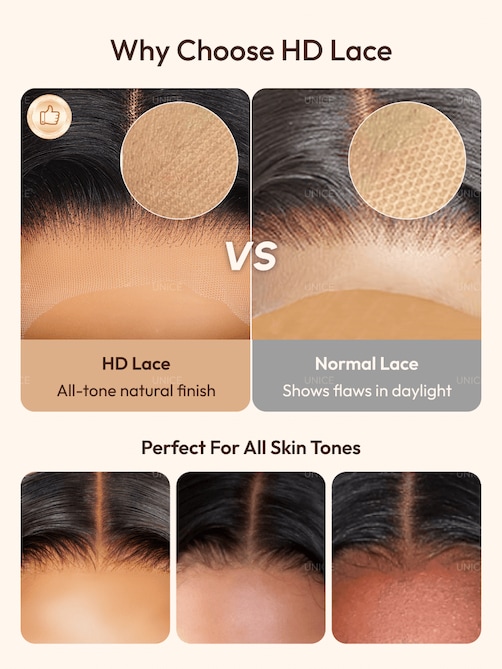 UNice 7x5 Bye-Bye Knots™ & 13x4 Pre-Everything™ &HD Lace Pull And Go Wig Glueless Wet & Wavy Water Wave With Invisi Drawstring With Free Baby Hair