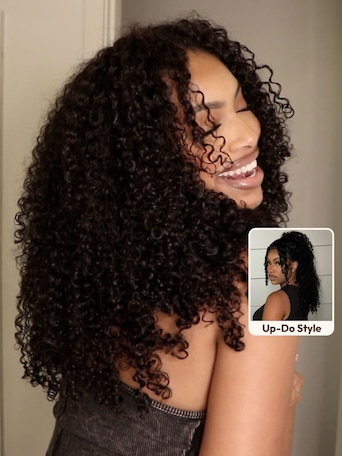 UNice EasiContour™ V Part Minimal Glueless Curly Glueless Pull And Go Wig With Invisi Drawstring 100% Human Hair 150% Density