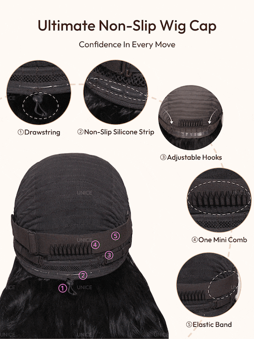 UNice 7x5 Bye Bye Knots & 13x4 Pre-Everything™ Lace Frontal Natural Black Bouncy Water Wave Curly Drawstring Exclusive Design Wig