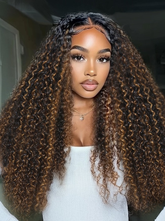 UNice EasiContour™ V Part Minimal Glueless Curly Glueless Wig With Invisi Drawstring 100% Human Hair 150% Density