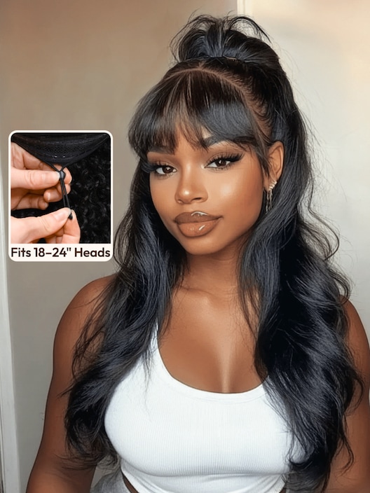 UNice 7x5 Bye-Bye Knots™ & 13x4 Pre-Everything™ Lace Frontal Black Fluffy Natural Loose Wave Curtain Bangs Wig