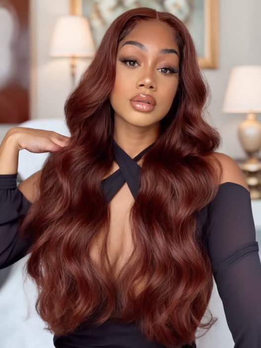 [22"=$119] 13x4 Pre-Cut Lace Front Reddish Brown Body Wave Wig Pre-Everything Wig 150% Density