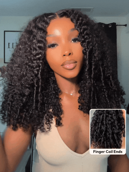 UNice Bye-Bye Knots 7x5 Lace Curly Texture Wig With Finger Coil Ends