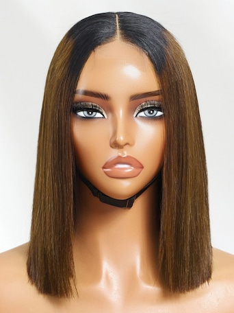 UNice 2x6 Closure 200% Density #4 Brown With Dark Root Bob Wig
