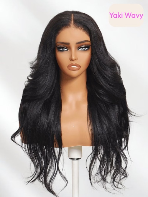 UNice Bye Bye Knots™ Wig 7x5 Glueless Lace Black Yaki Straight Wig With Elastic Drawstring 360 Cozy Hug 150% Density