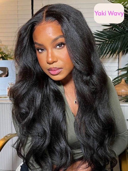 UNice Bye Bye Knots™ Wig 7x5 Glueless Lace Black Yaki Straight Wig With Elastic Drawstring 360 Cozy Hug 150% Density