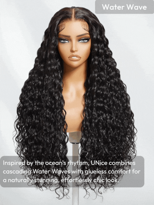 UNice 7x5 Bye-Bye Knots™ & 13x4 Pre-Everything™ Pull And Go Wig Glueless Wet & Wavy Water Wave With Invisi Drawstring With Free Baby Hair