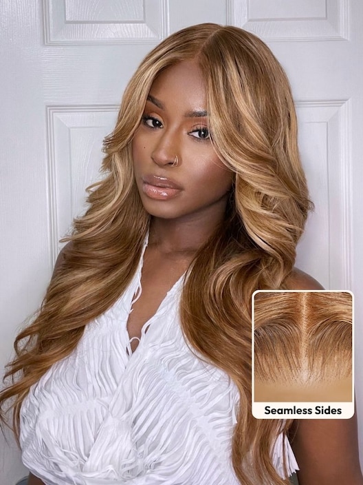 UNice Bye-Bye Knots Wig Pre-Cut 7x5 Glueless Lace & 13x4 Pre Everything Honey Blonde Body Wave Wig With Bleached Clean Knots