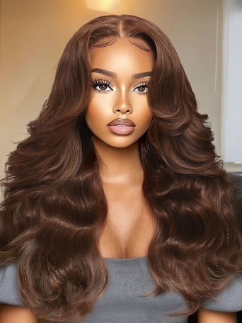UNice 13x4 Pre-Everything™ Lace Frontal Auburn Brown Loose Wave Wig with Invisi Drawstring & Face Framing Layers