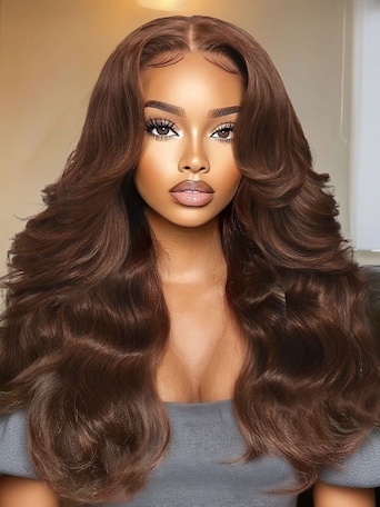 UNice 13x4 Pre-Everything™ Lace Frontal Auburn Brown Loose Wave Wig with Invisi Drawstring & Face Framing Layers
