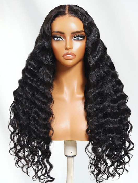 UNice EasiContour™ V Part Black to Chestnut Brown Jerry Curly Drawstring Wig