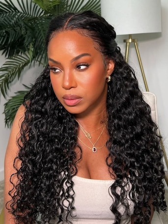UNice 7x5 Bye Bye Knots & 13x4 Pre-Everything™ Lace Frontal Natural Black Bouncy Water Wave Curly Invisi Drawstring Exclusive Design Wig