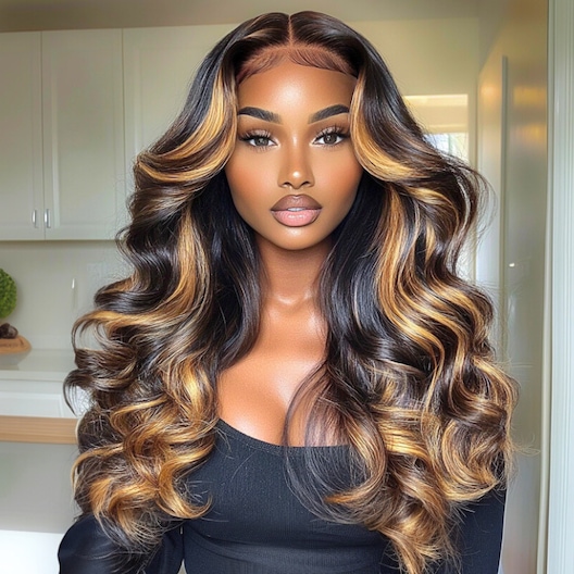 13x4 Pre-Everything Lace Wig Lace Loose Wave Butterscotch Highlights Brown Wig 150% Density