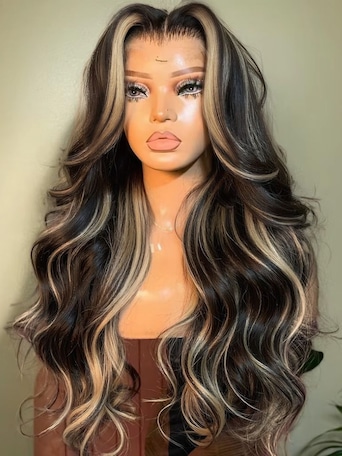 UNice 7x5 Bye-Bye Knots™ & 13x4 Pre-Everything™ Lace Loose Wave Butterscotch Highlights Brown with Free Face Framing BangsWig 150% Density
