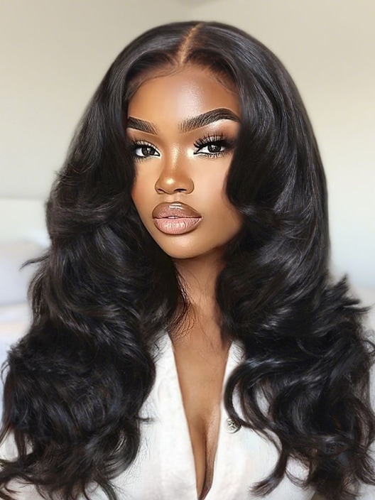 UNice 13x4 Pre-Everything™ Lace Frontal Black Side Part Layered Straight Drawstring Wig With Side-Swept Bangs