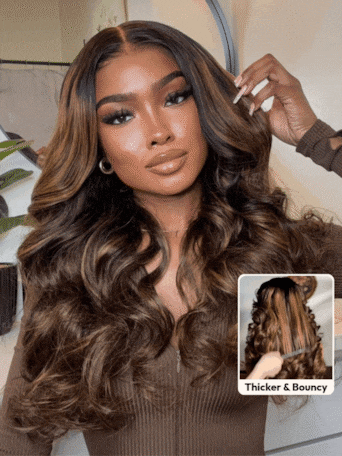 UNice 7x5 Bye Bye Knots™ Wig  Glueless Lace Balayage Highlight Body Wave Drawstring & Curtain Bangs Wig