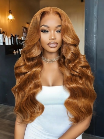UNice 13x4 Pre-Everything™ Lace Frontal Honey Brown Body Wave Glueless Wig with Flexible Drawstring