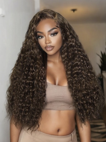 UNice 13x4 Pre-Everything™ Lace Frontal Chestnut Brown Water Wave Glueless Drawstring Wig