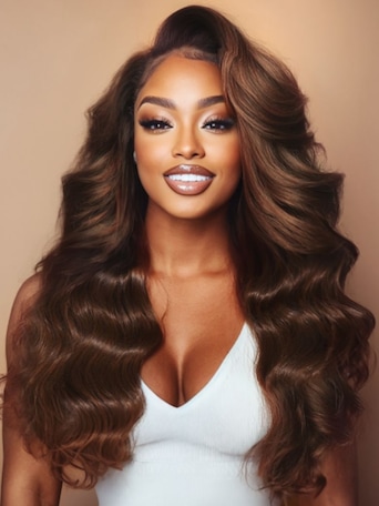 UNice 13x4 Pre-Everything™ Lace Frontal Auburn Brown Loose Wave Wig with Invisi Drawstring & Face Framing Layers 150% Density