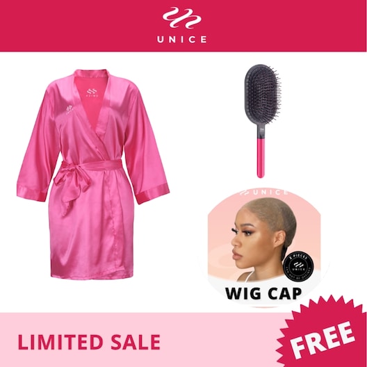 Tiktok Free Special Gift Pink Silk Robe and Invisible HD Wig Cap and Airbag Comb