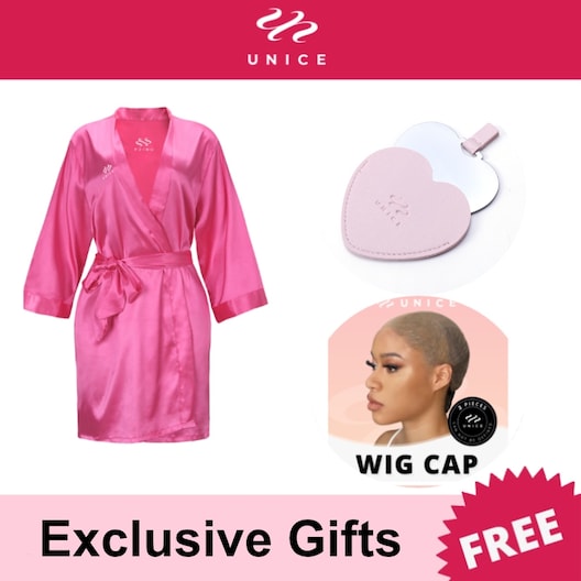 OnlyoneJess Exclusive Gifts Pink Silk Robe and Invisible HD Wig Cap and Pink UNice Mirror