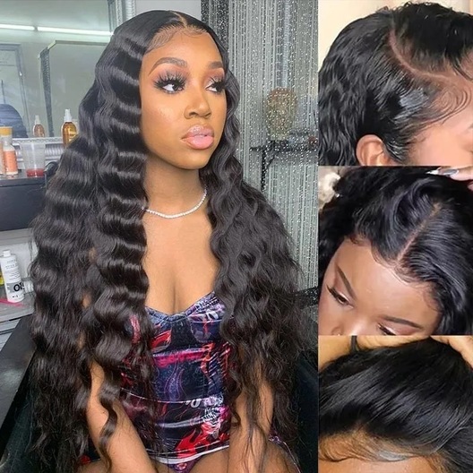 20 Inches Deep Wave Glueless T-Part Lace Front Human Hair Wig
